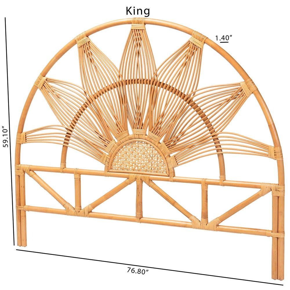 Jasmine Modern Bohemian Natural Rattan Queen Size Standalone Headboard