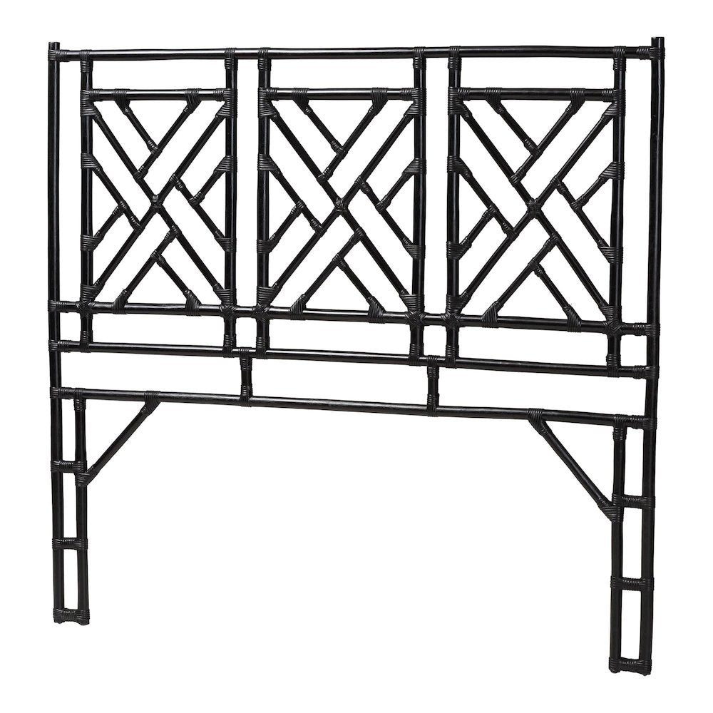 Karavo Bohemian Black Natural Rattan King Size Standalone Headboard