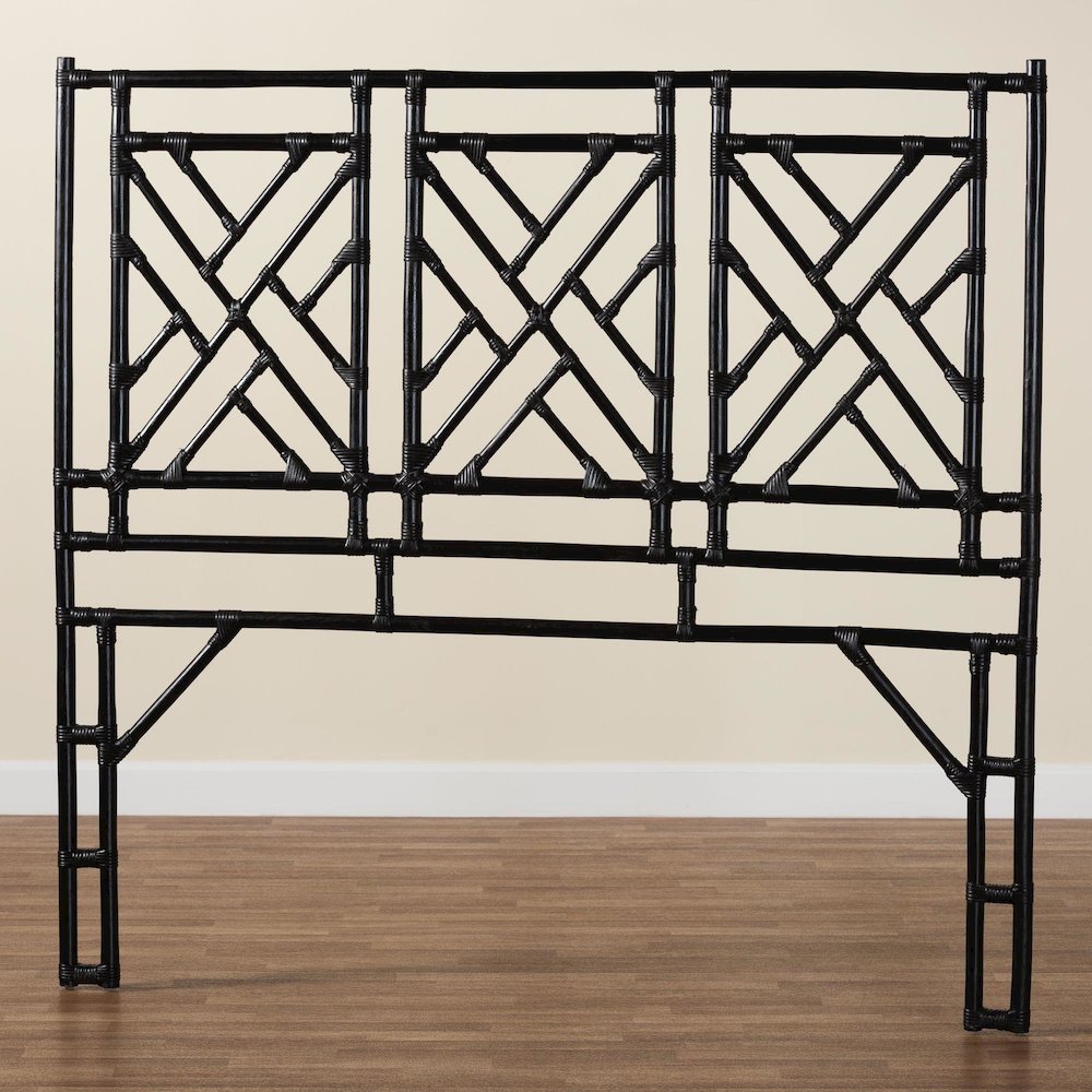 Karavo Bohemian Black Natural Rattan King Size Standalone Headboard