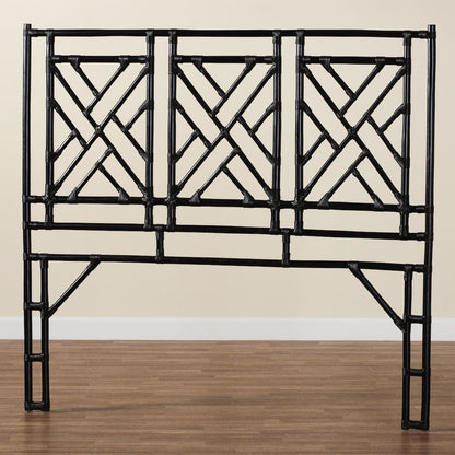 Karavo Bohemian Black Natural Rattan King Size Standalone Headboard