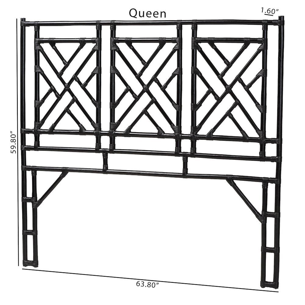 Karavo Bohemian Black Natural Rattan King Size Standalone Headboard