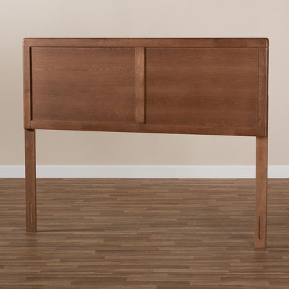 Raya Mid-Century Modern Walnut Brown Finished Wood Queen Size Headboard