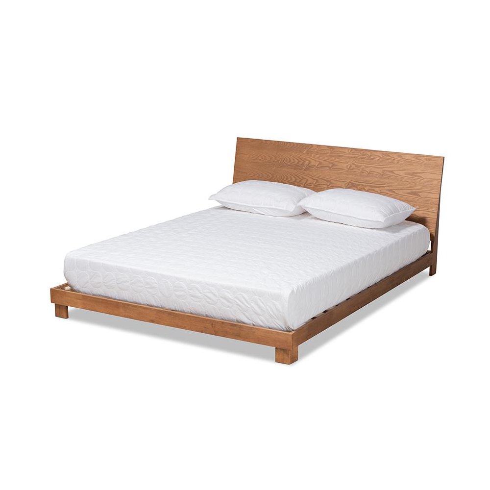 Haines Modern and Contemporary Walnut Brown Finished Wood King Size Platform Bed