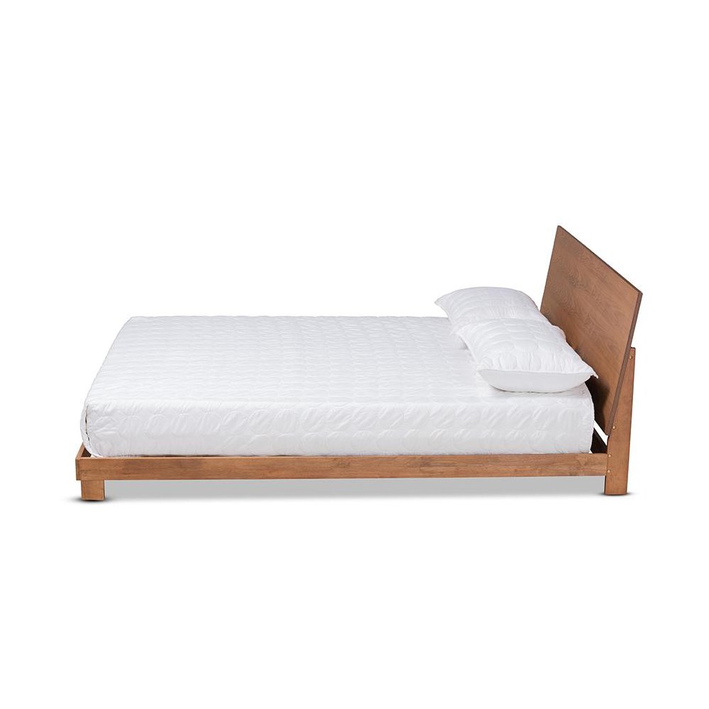 Haines Modern and Contemporary Walnut Brown Finished Wood King Size Platform Bed