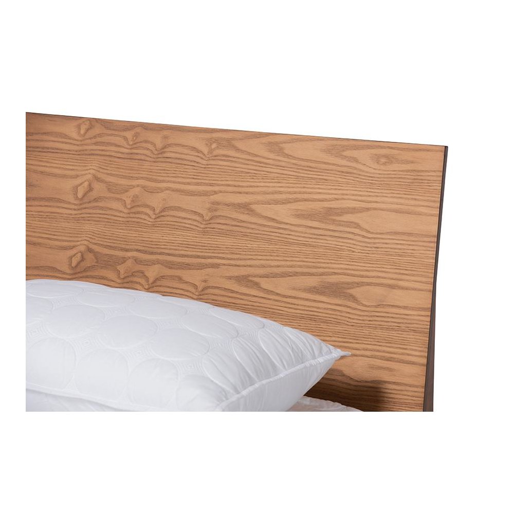 Haines Modern and Contemporary Walnut Brown Finished Wood King Size Platform Bed