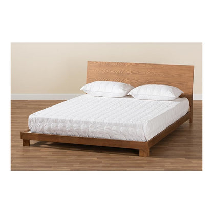 Haines Modern and Contemporary Walnut Brown Finished Wood King Size Platform Bed