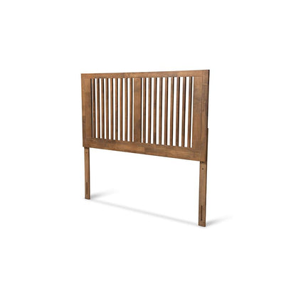 Transitional Ash Walnut Finished Wood King Size Headboard
