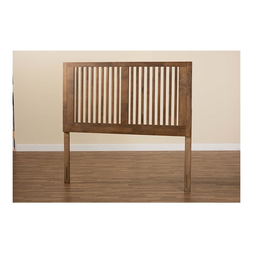 Transitional Ash Walnut Finished Wood King Size Headboard