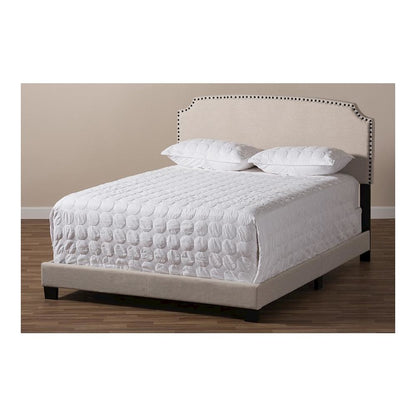 Odette Modern and Contemporary Light Beige Fabric Upholstered King Size Bed