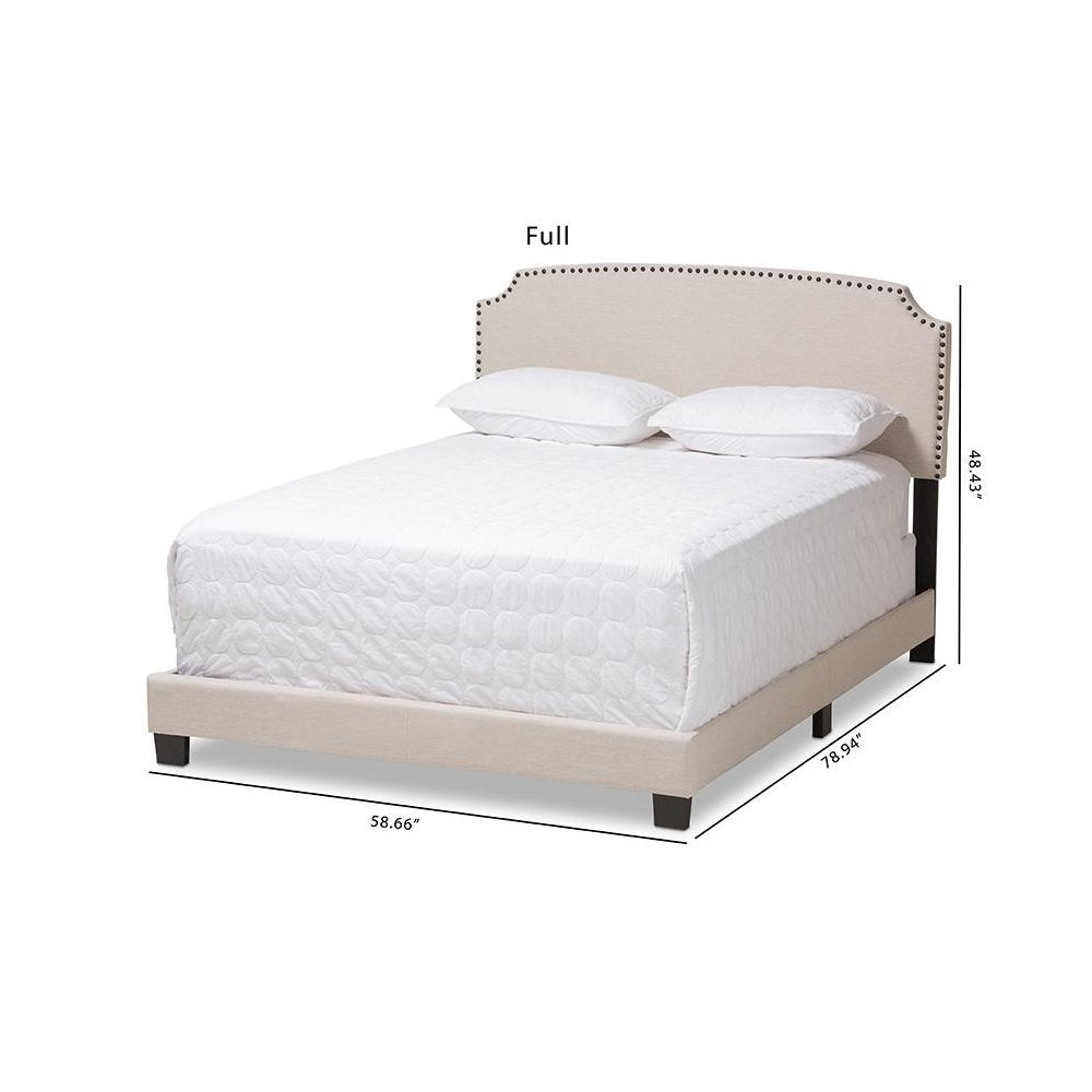 Odette Modern and Contemporary Light Beige Fabric Upholstered King Size Bed