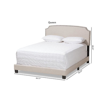 Odette Modern and Contemporary Light Beige Fabric Upholstered King Size Bed