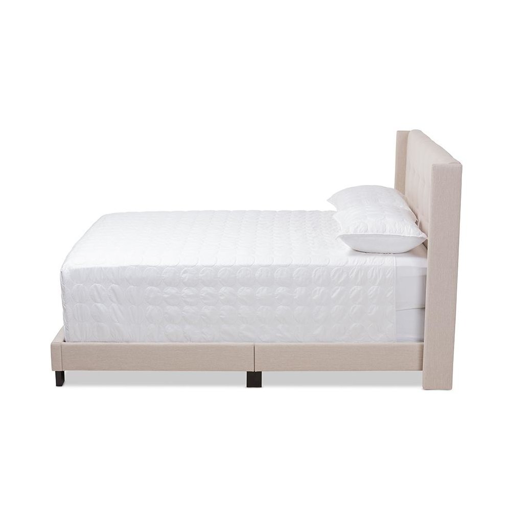Lisette Modern and Contemporary Beige Fabric Upholstered King Size Bed