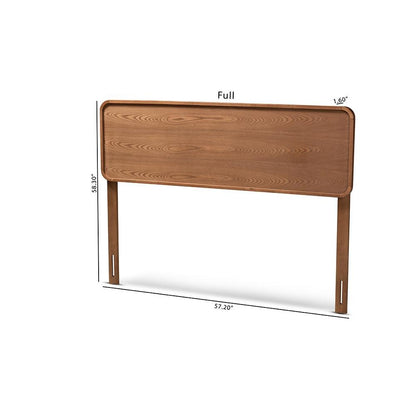 Mailene Mid-Century Modern Walnut Brown Finished Wood King Size Headboard