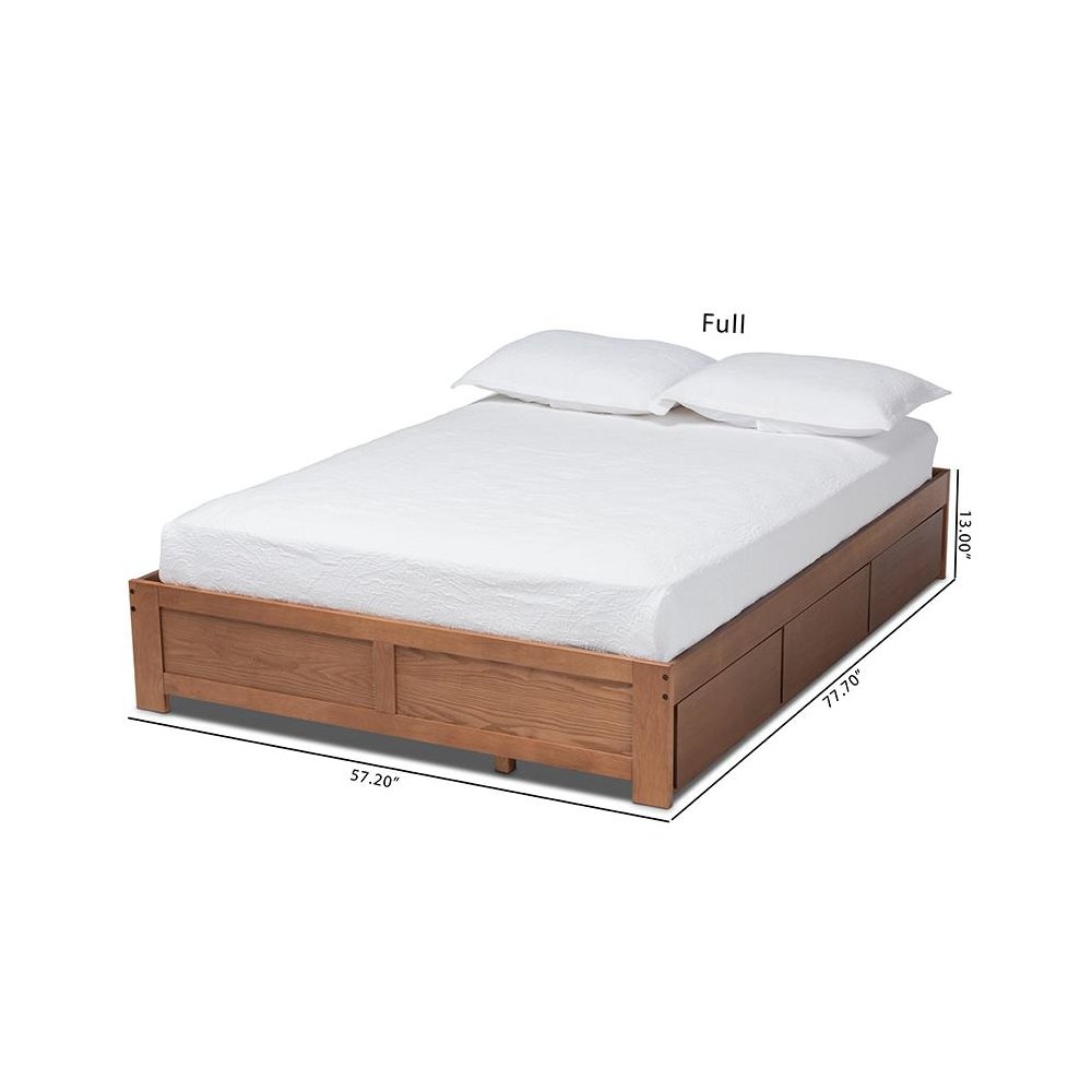 Walnut Finished 3-Drawer King Size Platform Storage Bed Frame