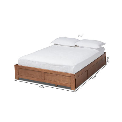 Walnut Finished 3-Drawer King Size Platform Storage Bed Frame