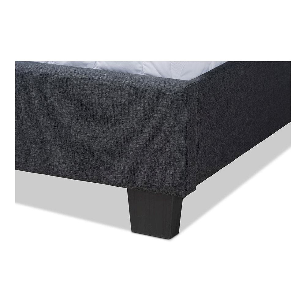 Ansa Modern and Contemporary Dark Grey Fabric Upholstered King Size Bed