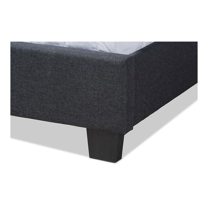 Ansa Modern and Contemporary Dark Grey Fabric Upholstered King Size Bed
