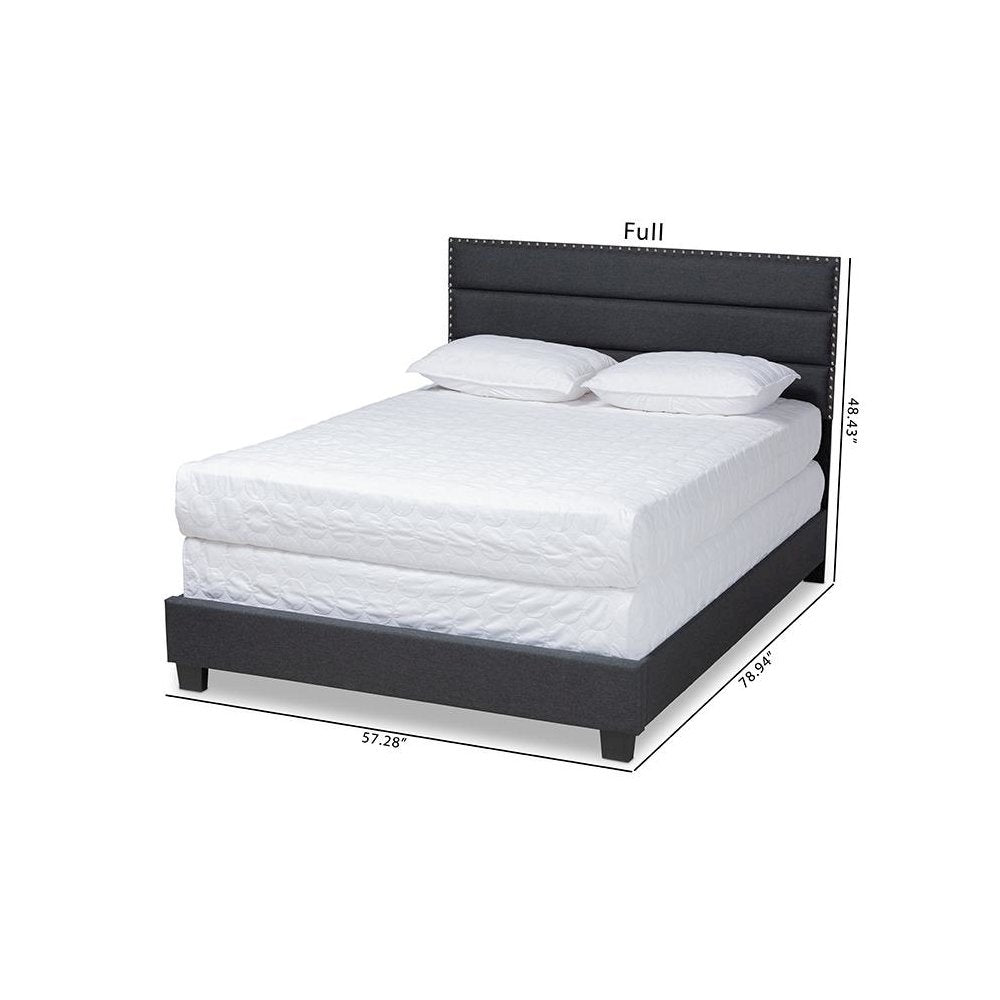 Ansa Modern and Contemporary Dark Grey Fabric Upholstered King Size Bed