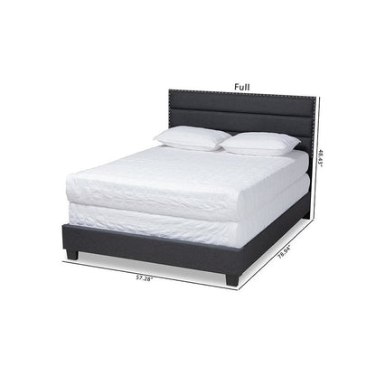 Ansa Modern and Contemporary Dark Grey Fabric Upholstered King Size Bed