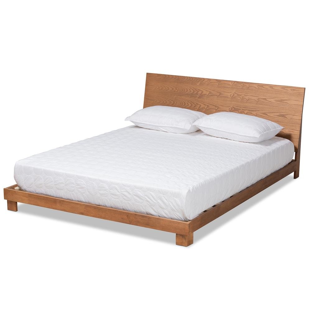 Haines Modern and Contemporary Walnut Brown Finished Wood King Size Platform Bed