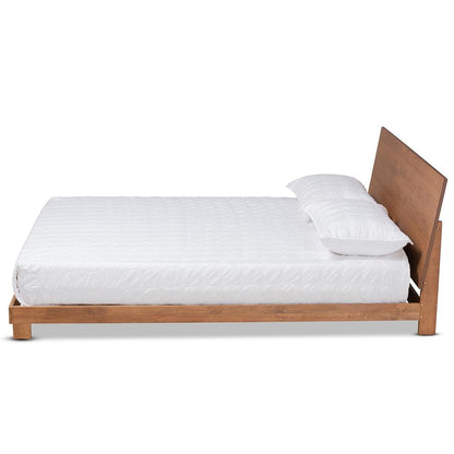 Haines Modern and Contemporary Walnut Brown Finished Wood King Size Platform Bed