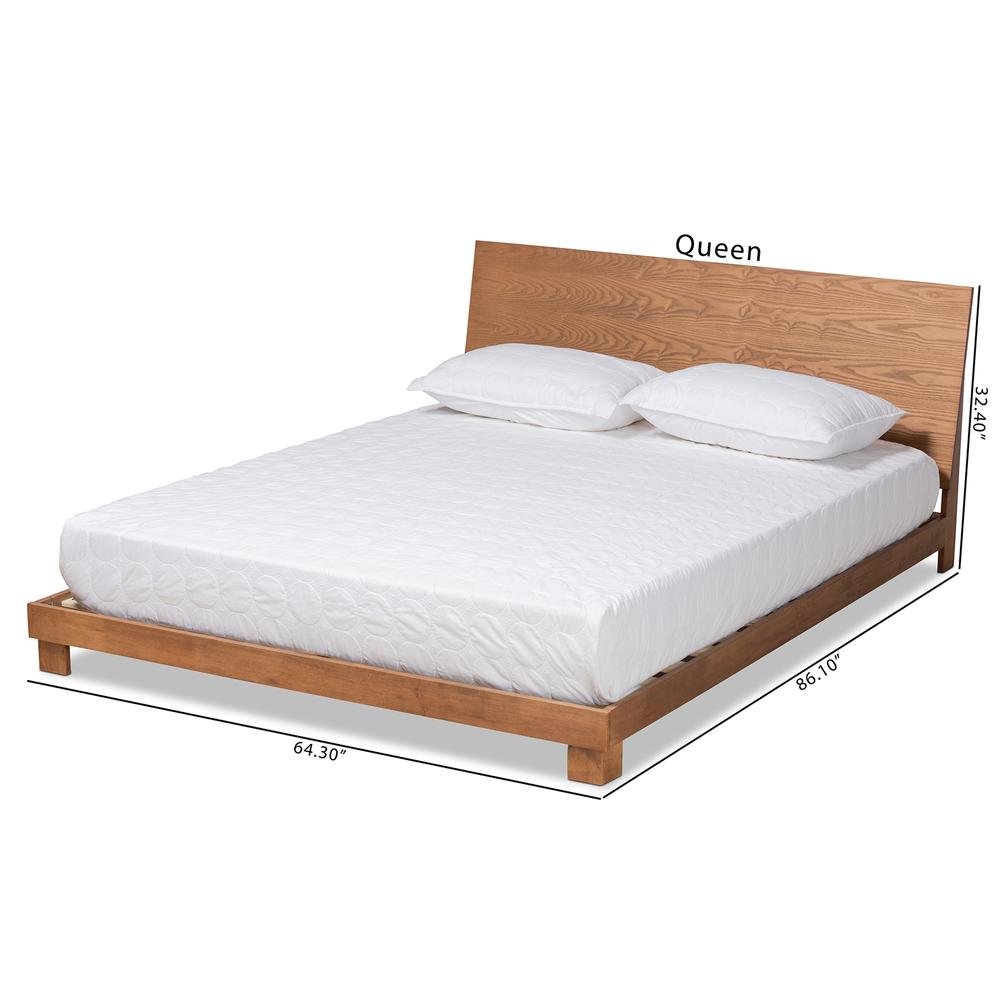 Haines Modern and Contemporary Walnut Brown Finished Wood King Size Platform Bed