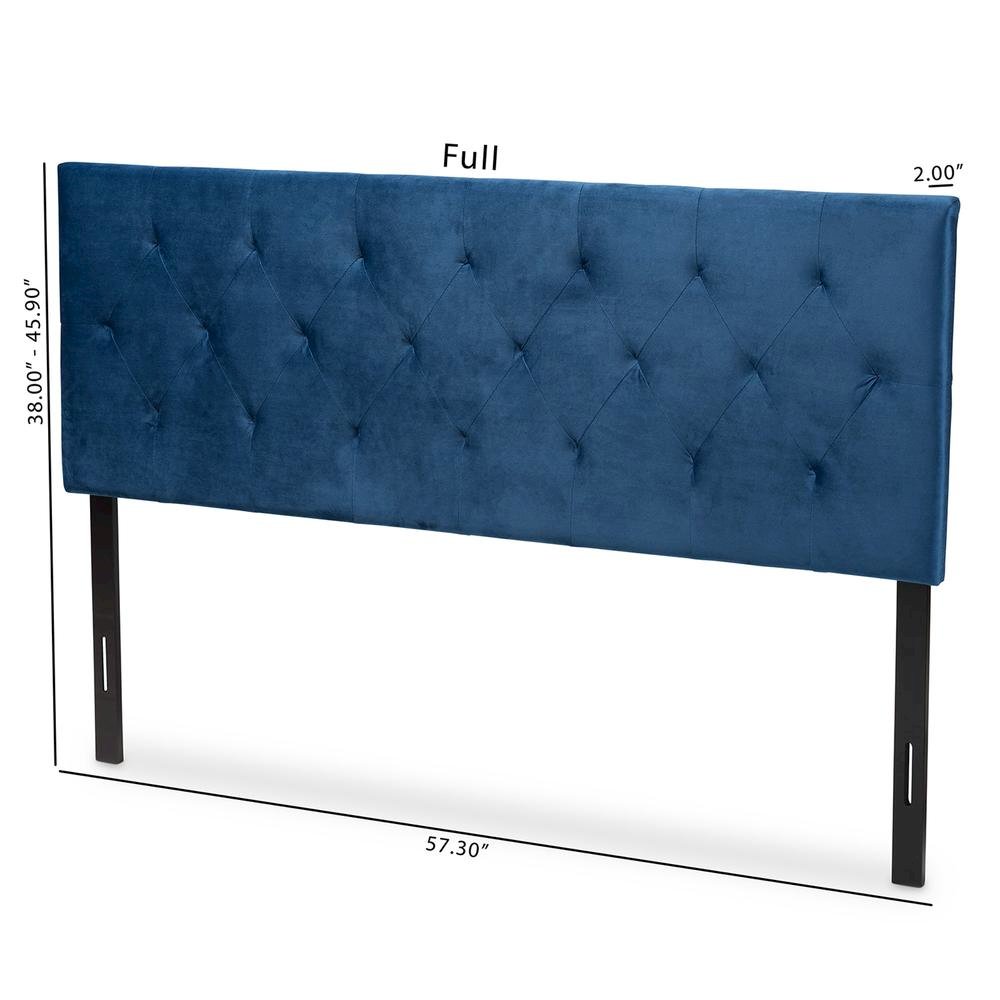 Navy Blue Velvet Fabric Upholstered King Size Headboard