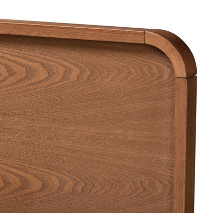 Mailene Mid-Century Modern Walnut Brown Finished Wood King Size Headboard