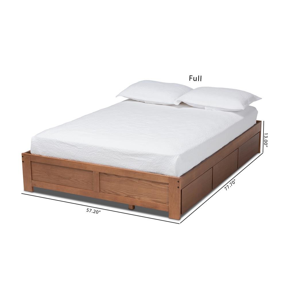 Walnut Finished 3-Drawer King Size Platform Storage Bed Frame