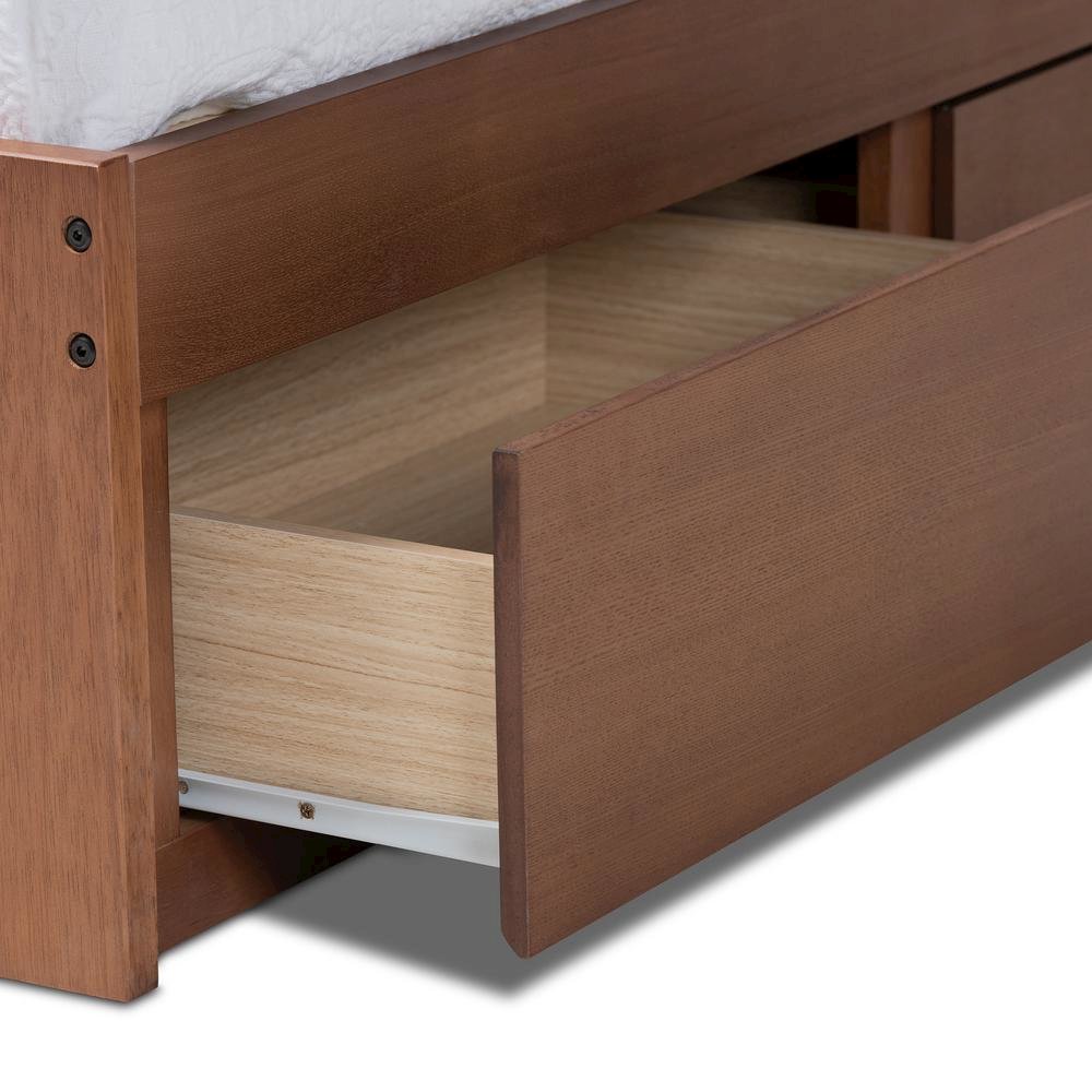 Walnut Finished 3-Drawer King Size Platform Storage Bed Frame