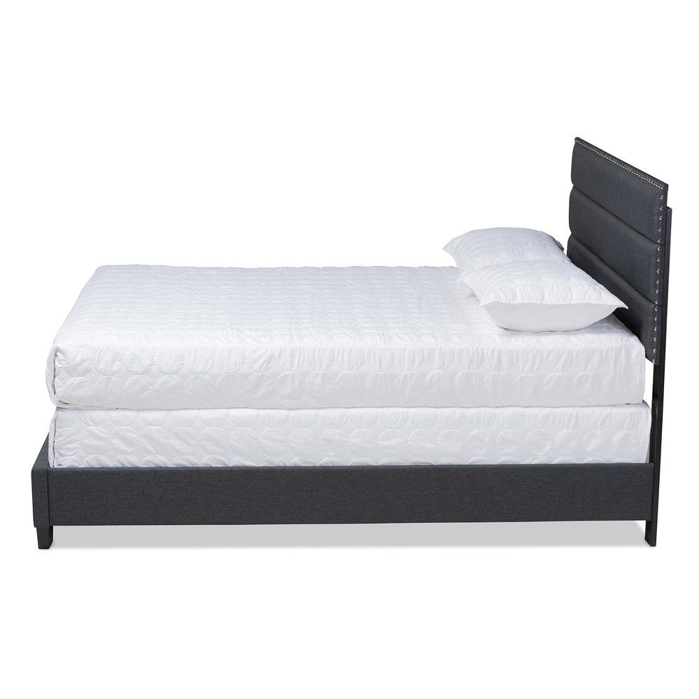 Ansa Modern and Contemporary Dark Grey Fabric Upholstered King Size Bed