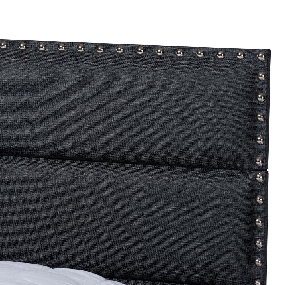 Ansa Modern and Contemporary Dark Grey Fabric Upholstered King Size Bed