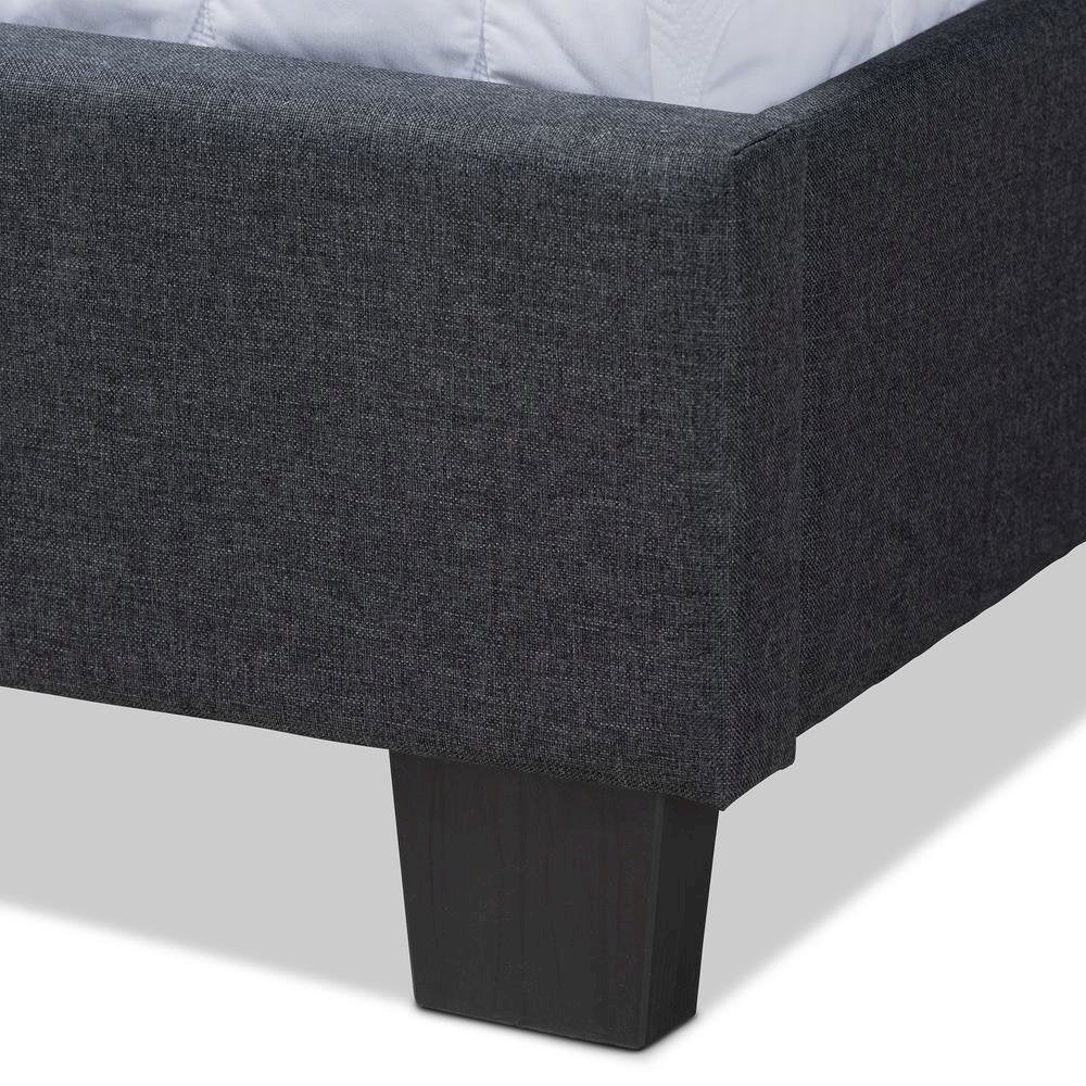 Ansa Modern and Contemporary Dark Grey Fabric Upholstered King Size Bed