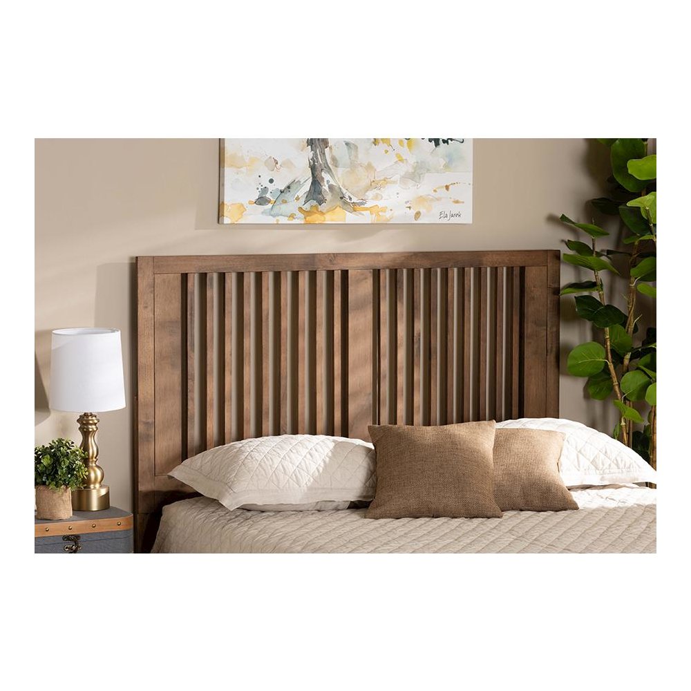 Transitional Ash Walnut Finished Wood King Size Headboard