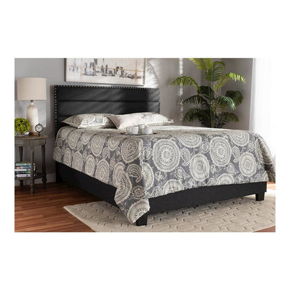 Ansa Modern and Contemporary Dark Grey Fabric Upholstered King Size Bed
