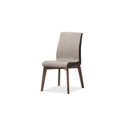 Kimberly Mid-Century Modern Beige and Brown Fabric 5-Piece Dining Set