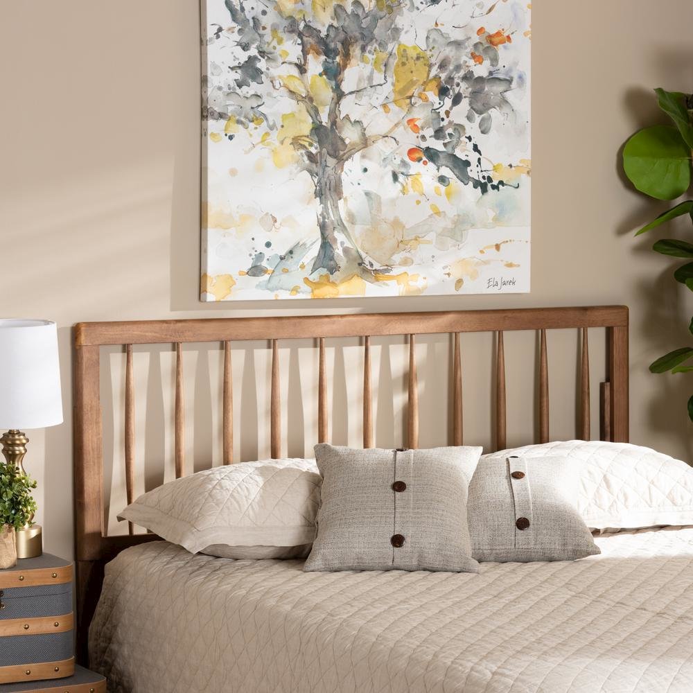 Valin Modern and Contemporary Ash Walnut Finished Wood King Size Headboard