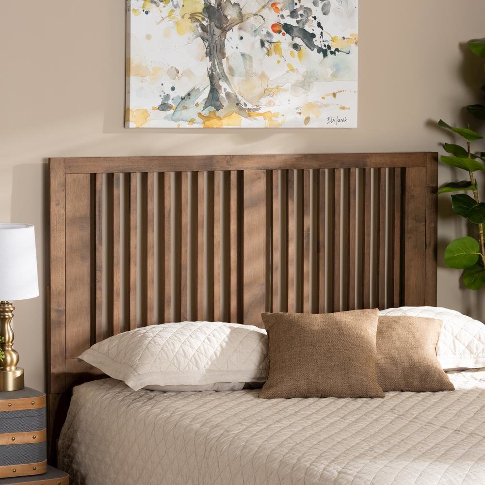 Transitional Ash Walnut Finished Wood King Size Headboard