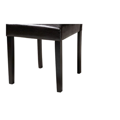 Trine Modern Espresso Brown Faux Leather and Wood 5-Piece Dining Set