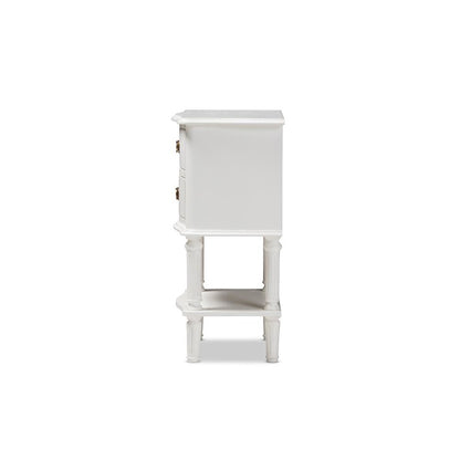 Audrey Country Cottage Farmhouse White Finished 2-Drawer Nightstand