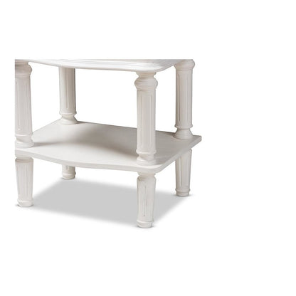 Audrey Country Cottage Farmhouse White Finished 2-Drawer Nightstand