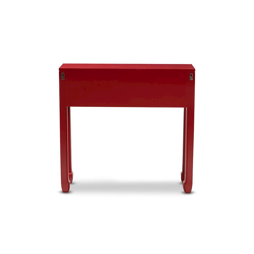 Antique Red Finished Wood Bronze Finished Accents 6-Drawer Console Table