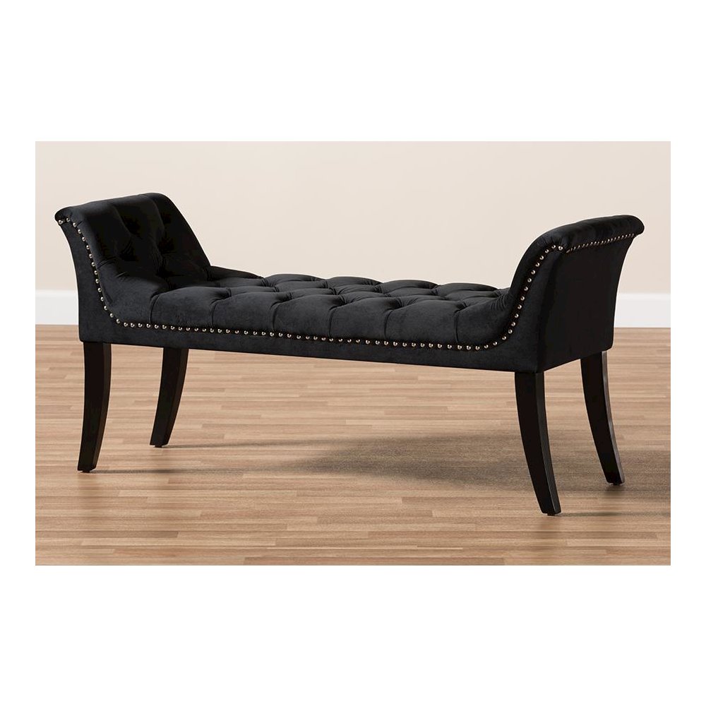 Baxton Studio Chandelle Luxe and Contemporary Black Velvet Upholstered Bench