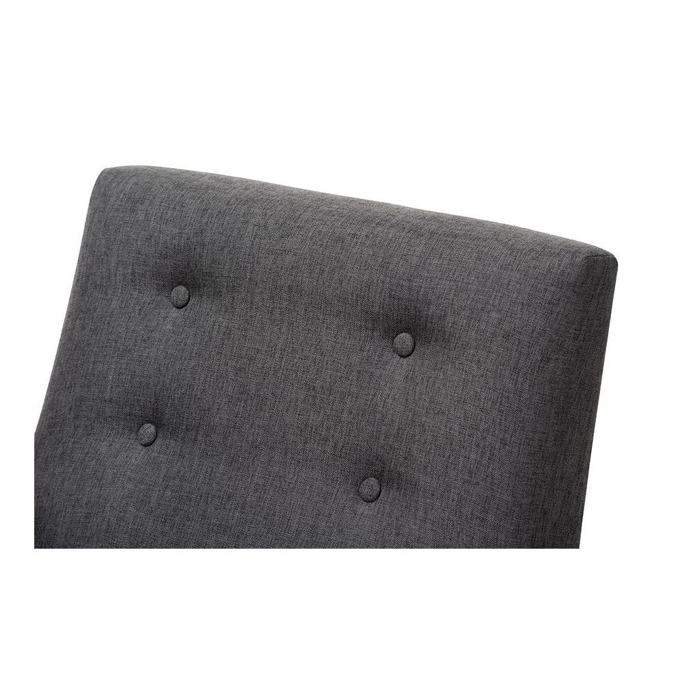 Perris Mid-Century Modern Dark Grey Fabric Upholstered Walnut Wood Lounge Chair