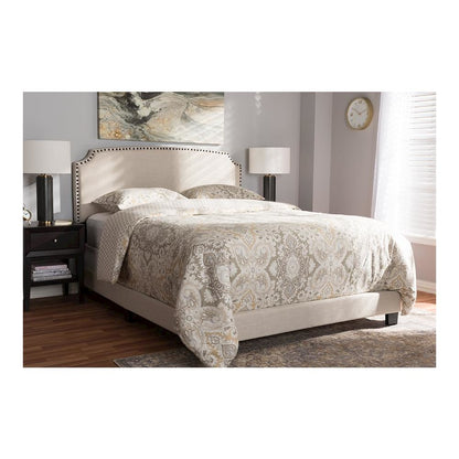 Odette Modern and Contemporary Light Beige Fabric Upholstered King Size Bed