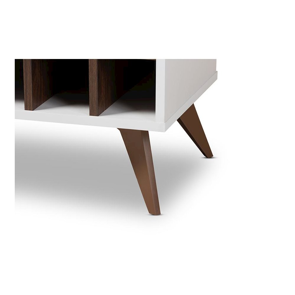 Baxton Studio Pietro Mid-Century Modern White and Brown Finished Wine Cabinet