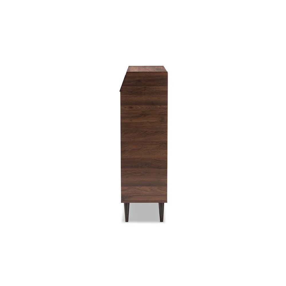 Walnut Brown finished 2-Door Wood Entryway Shoe Storage Cabinet