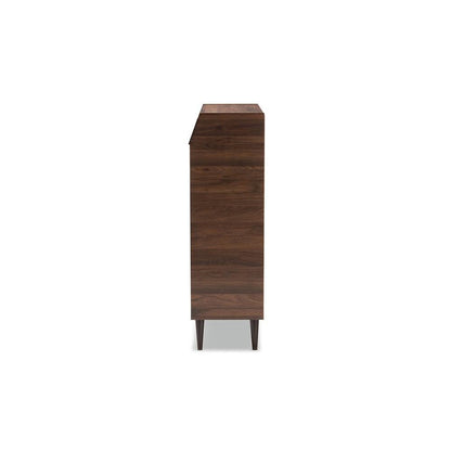 Walnut Brown finished 2-Door Wood Entryway Shoe Storage Cabinet