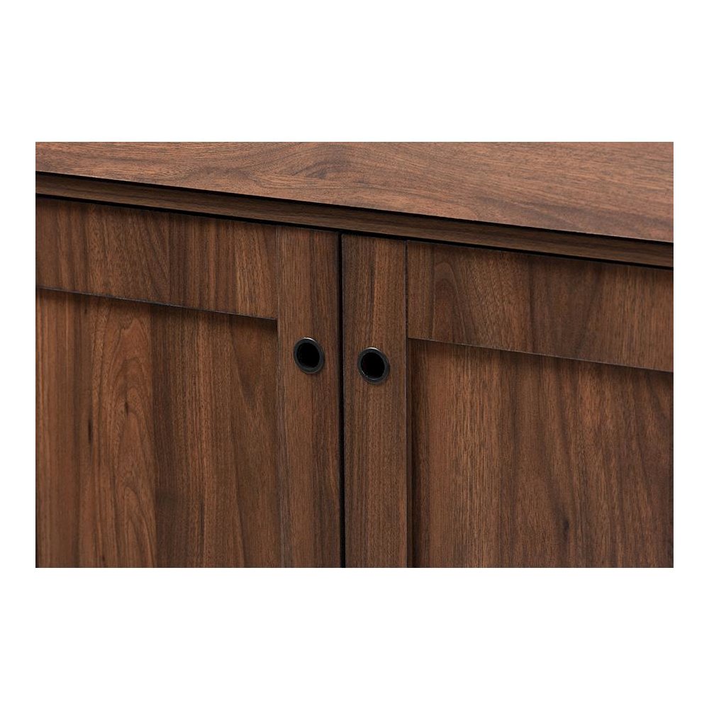 Walnut Brown finished 2-Door Wood Entryway Shoe Storage Cabinet