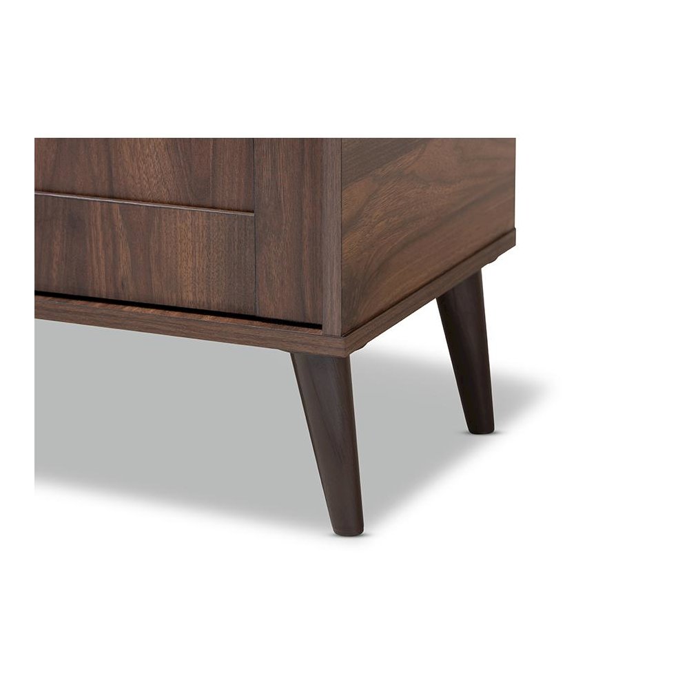 Walnut Brown finished 2-Door Wood Entryway Shoe Storage Cabinet